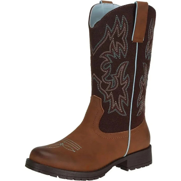 Shoes - Women's Cowboy Cowgirl Boots Winter Wide  Calf Low Heeled Western Work Boots